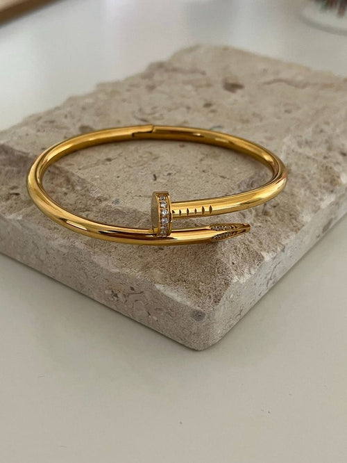 Luxury Nail Bracelet - 18K Gold Plated Sterling Silver